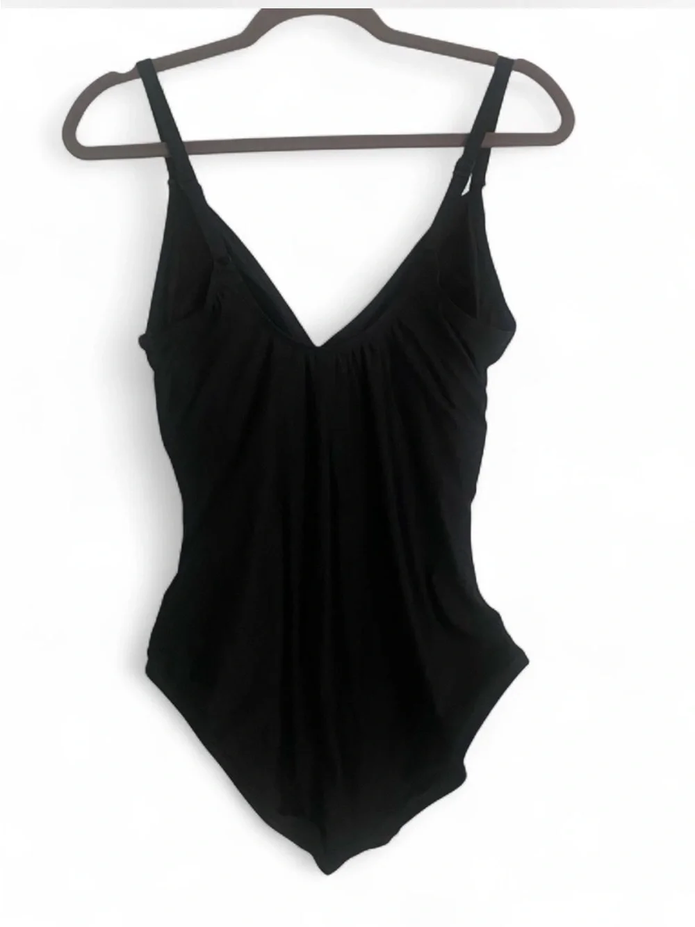 NWT DKNY BLACK ONE PIECE SWIMSUIT TUMMY CONTROL ADJUSTABLE STRAPS SIZE LARGE - Picture 4 of 5